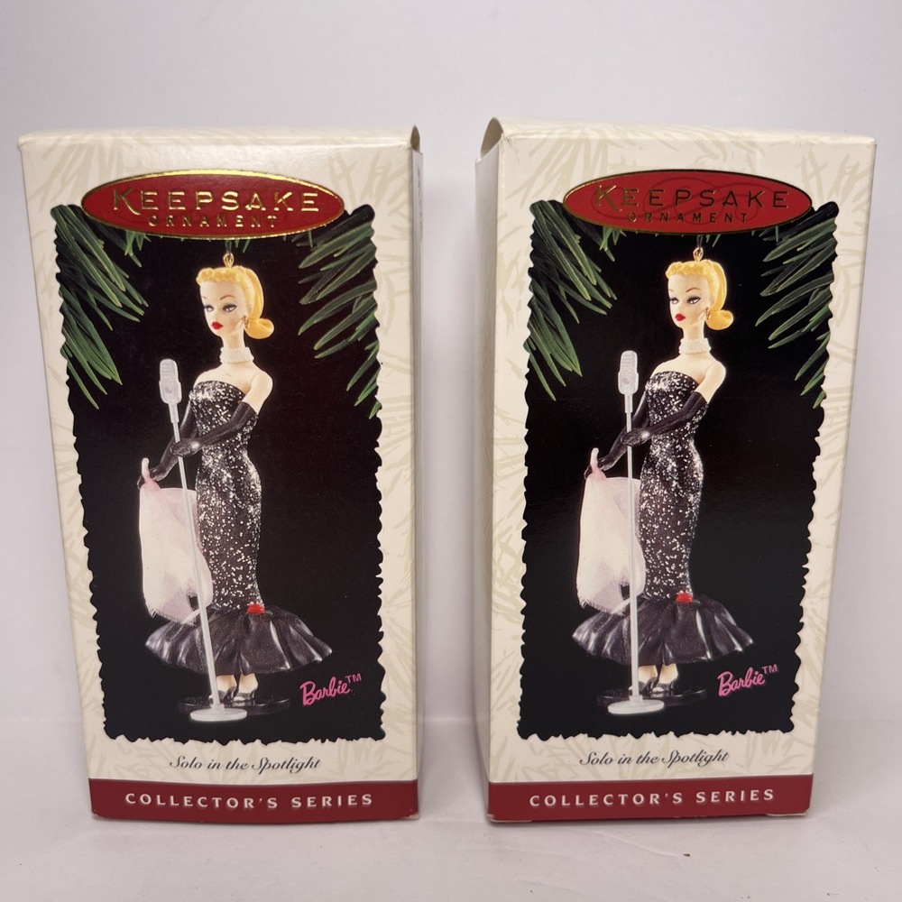 1995 Hallmark Barbie Solo in the Spotlight Ornaments Lot of 2 w Original Receipt